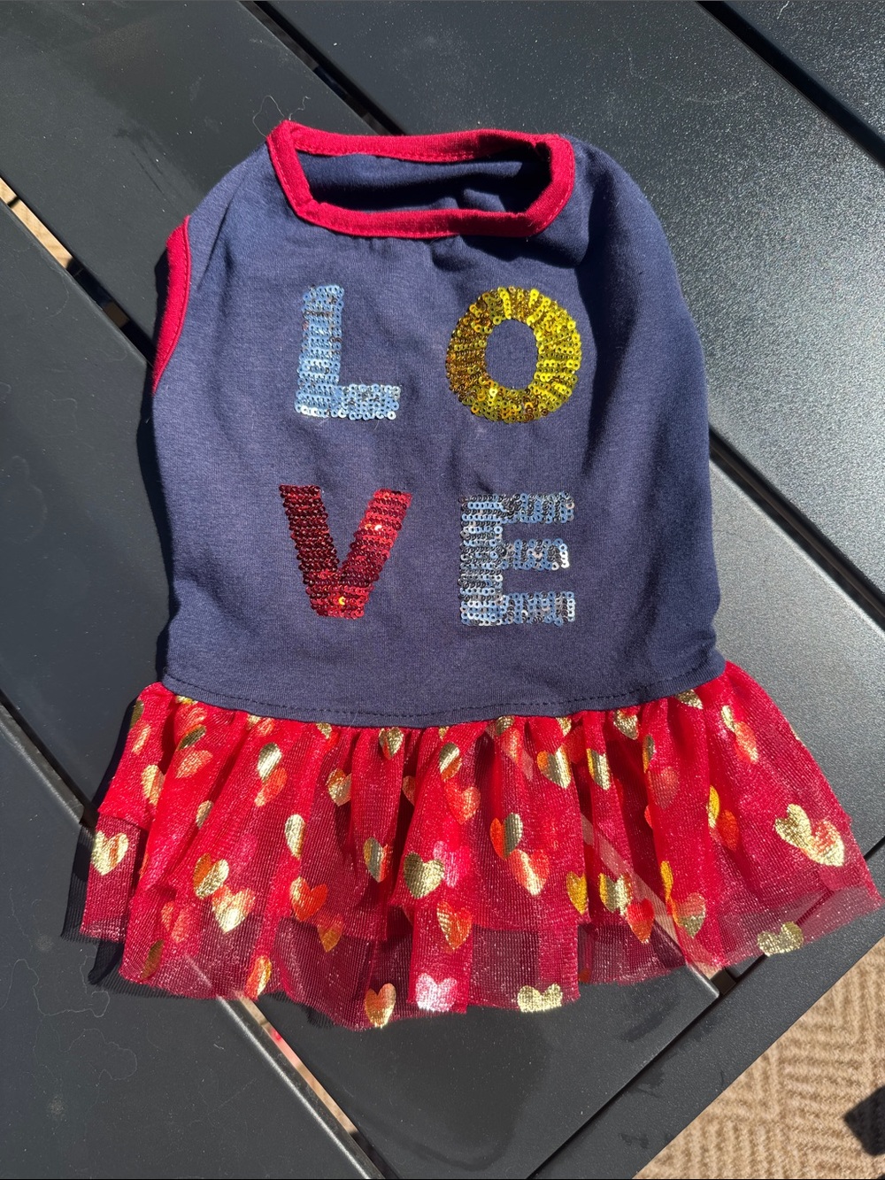 Navy & Red 'LOVE' Sequin Tutu Dress